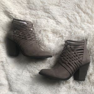 NWOT • Fergalicious Taupe Suede Booties